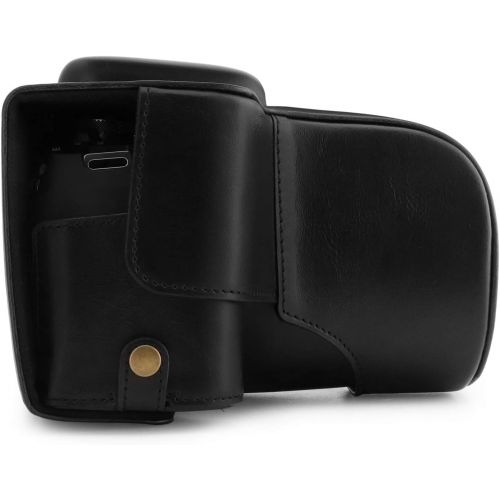  MegaGear MG1607 Ever Ready Leather Camera Case compatible with Canon EOS Rebel T7 (18-55mm), 2000D (18-55mm) - Black