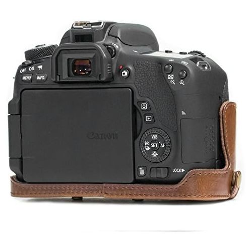  MegaGear Ever Ready Leather Camera Case Compatible with Canon EOS Rebel T6i, Rebel T6s, 8000D