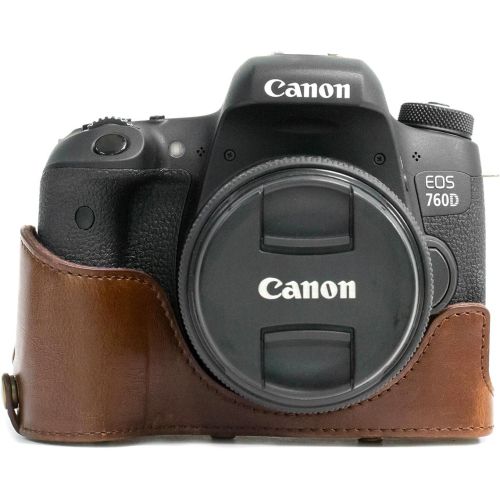  MegaGear Ever Ready Leather Camera Case Compatible with Canon EOS Rebel T6i, Rebel T6s, 8000D