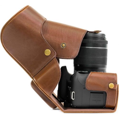  MegaGear Ever Ready Leather Camera Case Compatible with Canon EOS Rebel T6i, Rebel T6s, 8000D