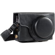 MegaGear MG1258 Ever Ready Leather Camera Case compatible with Panasonic Lumix DC-ZS80, DC-ZS70, DC-TZ95, DC-TZ90 - Black