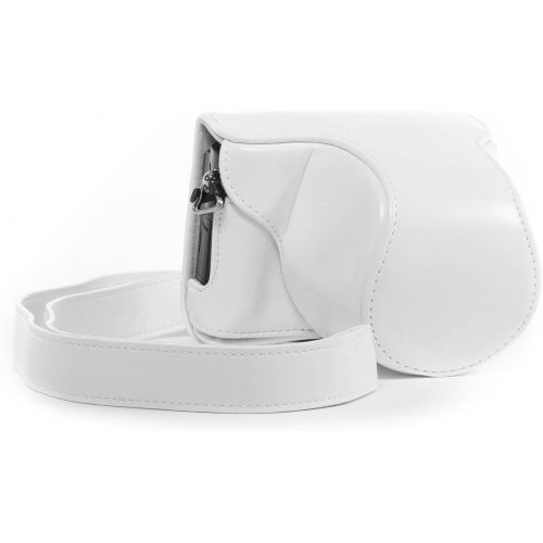 MegaGear Ever Ready Protective Fitted Leather Camera Case , Bag for For Panasonic LUMIX DMC-GM1 with 12-32mm Lens (White)