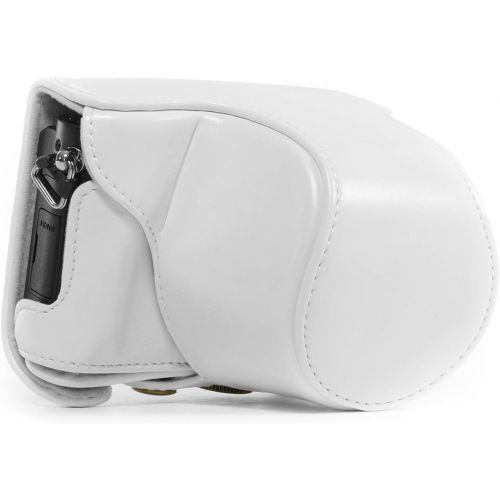  MegaGear Ever Ready Protective Fitted Leather Camera Case , Bag for For Panasonic LUMIX DMC-GM1 with 12-32mm Lens (White)