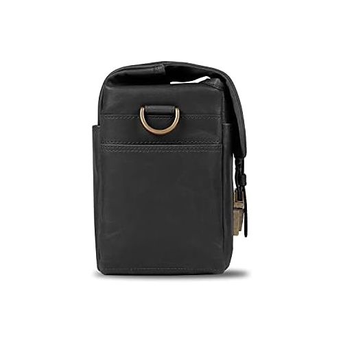  MegaGear MG1524 Leather Camera Messenger Bag for Mirrorless, Instant and DSLR Cameras - Black, Compact