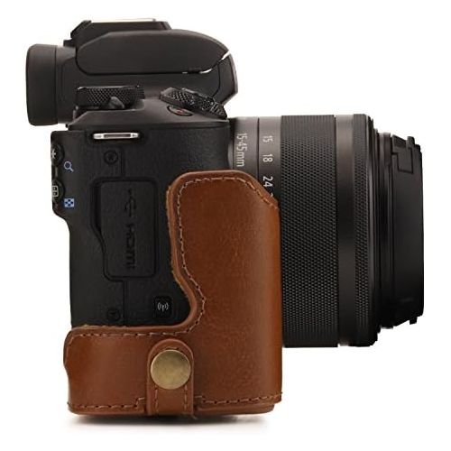  MegaGear Ever Ready Leather Camera Case Compatible with Canon EOS M50 Mark II (15-45mm), M50 (15-45mm)