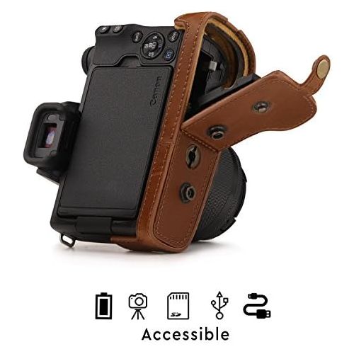  MegaGear Ever Ready Leather Camera Case Compatible with Canon EOS M50 Mark II (15-45mm), M50 (15-45mm)