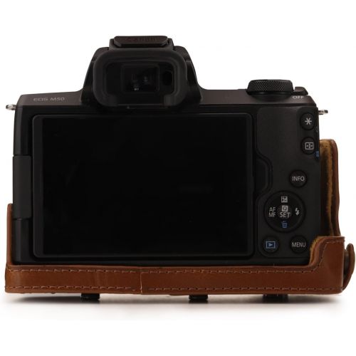 MegaGear Ever Ready Leather Camera Case Compatible with Canon EOS M50 Mark II (15-45mm), M50 (15-45mm)