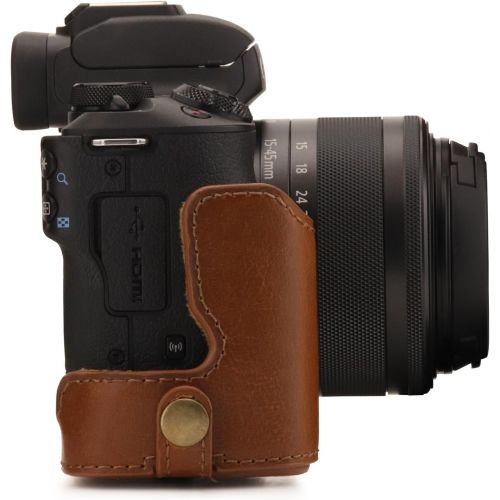  MegaGear Ever Ready Leather Camera Case Compatible with Canon EOS M50 Mark II (15-45mm), M50 (15-45mm)