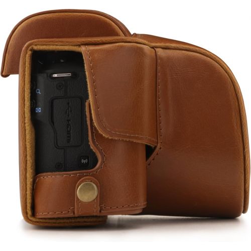  MegaGear Ever Ready Leather Camera Case Compatible with Canon EOS M50 Mark II (15-45mm), M50 (15-45mm)