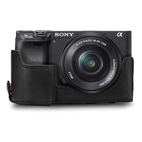  MegaGear Ever Ready Leather Camera Case Compatible with Sony Alpha A6100, A6400 (18-135mm)
