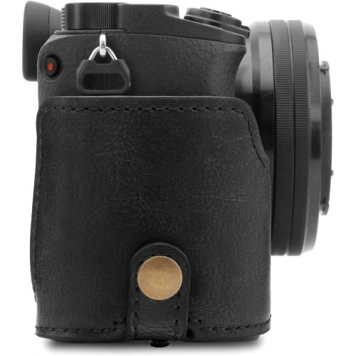  MegaGear Ever Ready Leather Camera Case Compatible with Sony Alpha A6100, A6400 (18-135mm)