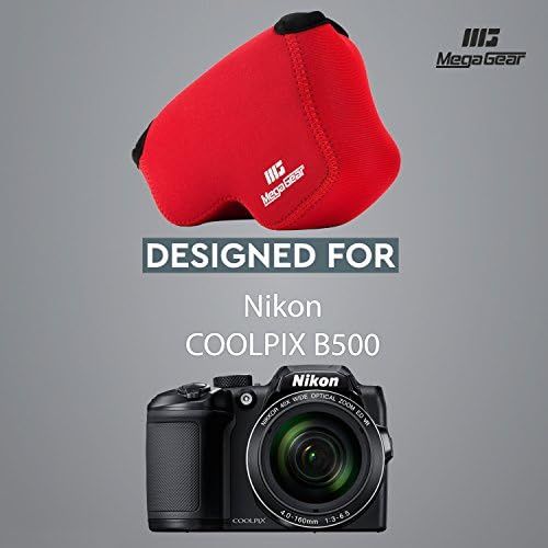  MegaGear Ultra Light Neoprene Camera Case Bag with Carabiner for Nikon COOLPIX B500 Digital Camera (Red)