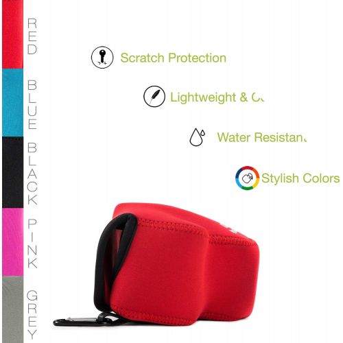  MegaGear Ultra Light Neoprene Camera Case Bag with Carabiner for Nikon COOLPIX B500 Digital Camera (Red)