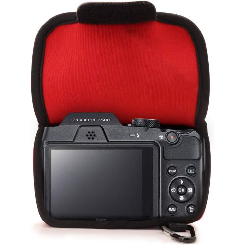  MegaGear Ultra Light Neoprene Camera Case Bag with Carabiner for Nikon COOLPIX B500 Digital Camera (Red)