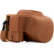MegaGear Panasonic Lumix DC-FZ80, FZ82 Ever Ready Leather Camera Case and Strap, with Battery Access - Light Brown - MG1225