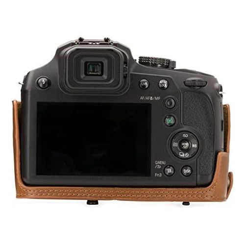  MegaGear Panasonic Lumix DC-FZ80, FZ82 Ever Ready Leather Camera Case and Strap, with Battery Access - Light Brown - MG1225