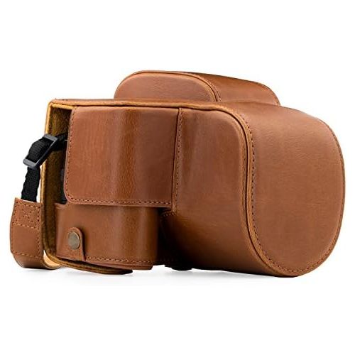  MegaGear Panasonic Lumix DC-FZ80, FZ82 Ever Ready Leather Camera Case and Strap, with Battery Access - Light Brown - MG1225