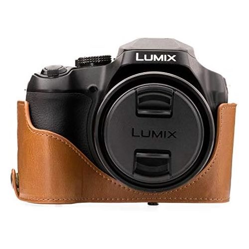  MegaGear Panasonic Lumix DC-FZ80, FZ82 Ever Ready Leather Camera Case and Strap, with Battery Access - Light Brown - MG1225