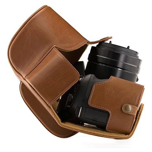  MegaGear Panasonic Lumix DC-FZ80, FZ82 Ever Ready Leather Camera Case and Strap, with Battery Access - Light Brown - MG1225