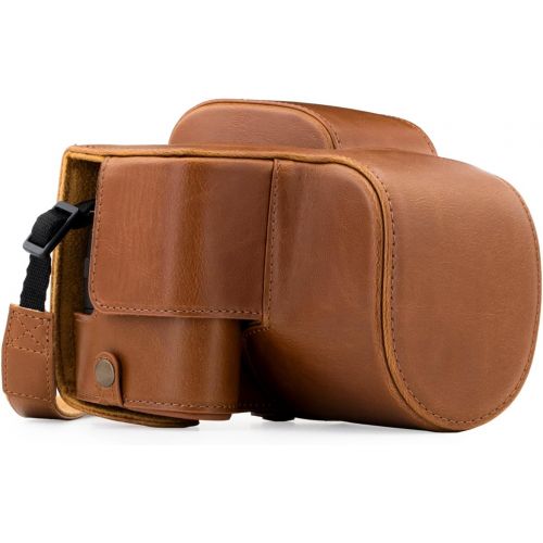  MegaGear Panasonic Lumix DC-FZ80, FZ82 Ever Ready Leather Camera Case and Strap, with Battery Access - Light Brown - MG1225