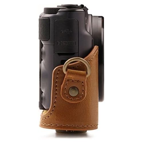  MegaGear MG1175 Canon PowerShot SX740 HS, SX730 HS Ever Ready Leather Camera Case with Strap - Light Brown