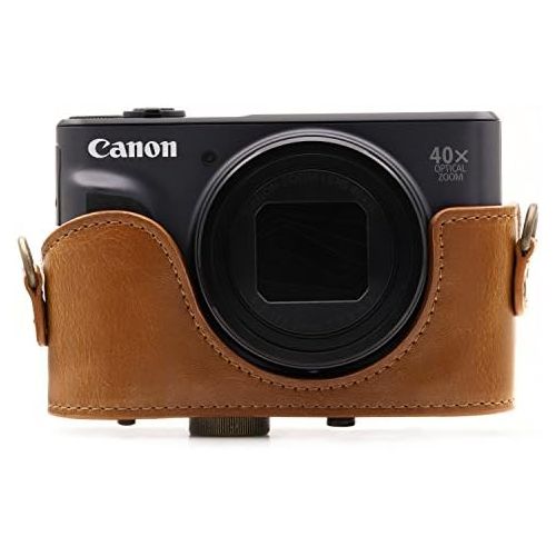  MegaGear MG1175 Canon PowerShot SX740 HS, SX730 HS Ever Ready Leather Camera Case with Strap - Light Brown