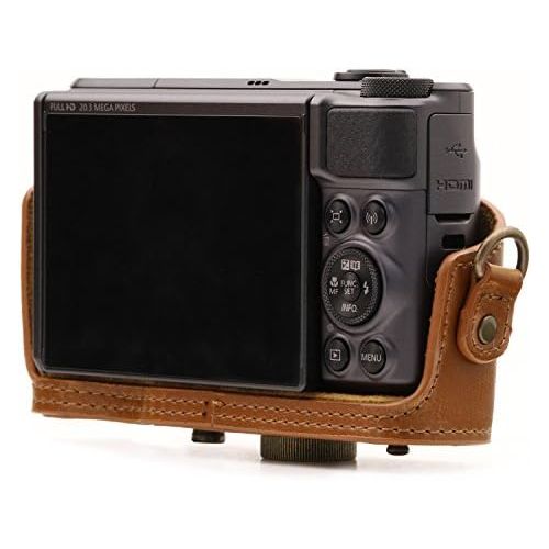  MegaGear MG1175 Canon PowerShot SX740 HS, SX730 HS Ever Ready Leather Camera Case with Strap - Light Brown