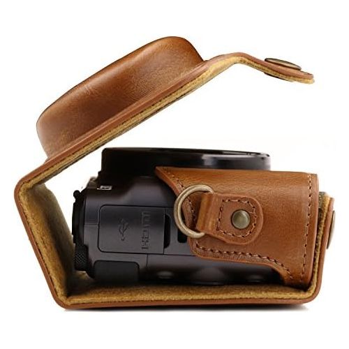  MegaGear MG1175 Canon PowerShot SX740 HS, SX730 HS Ever Ready Leather Camera Case with Strap - Light Brown