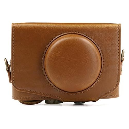  MegaGear MG1175 Canon PowerShot SX740 HS, SX730 HS Ever Ready Leather Camera Case with Strap - Light Brown