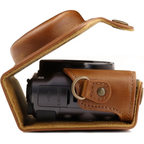  MegaGear MG1175 Canon PowerShot SX740 HS, SX730 HS Ever Ready Leather Camera Case with Strap - Light Brown