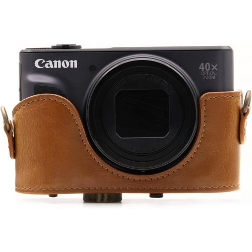  MegaGear MG1175 Canon PowerShot SX740 HS, SX730 HS Ever Ready Leather Camera Case with Strap - Light Brown