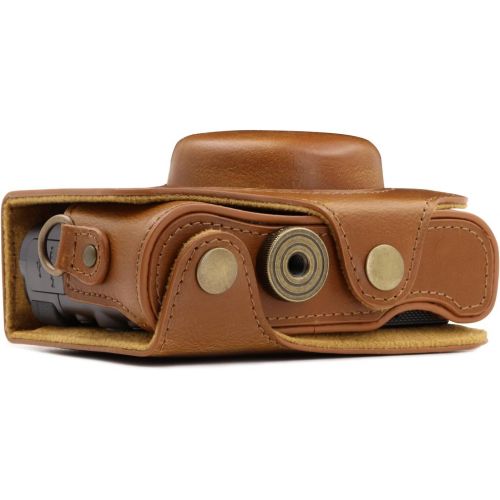  MegaGear MG1175 Canon PowerShot SX740 HS, SX730 HS Ever Ready Leather Camera Case with Strap - Light Brown