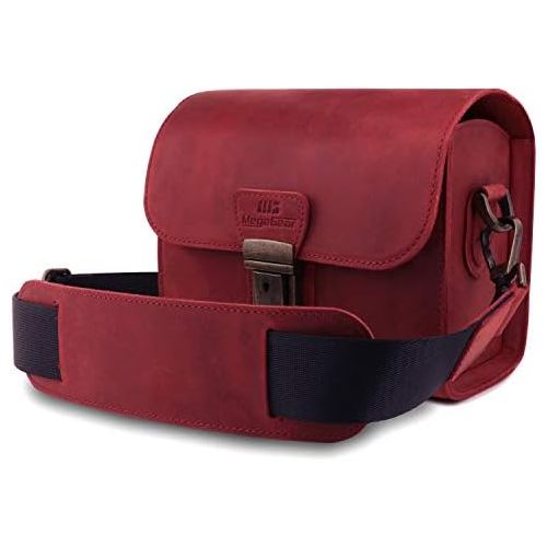  MegaGear Pebble Genuine Leather Camera Messenger Bag for Mirrorless, Instant and DSLR Cameras