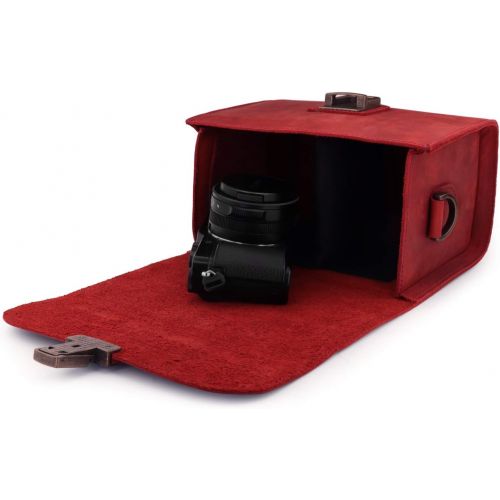  MegaGear Pebble Genuine Leather Camera Messenger Bag for Mirrorless, Instant and DSLR Cameras