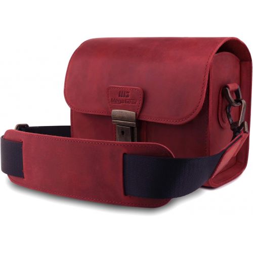  MegaGear Pebble Genuine Leather Camera Messenger Bag for Mirrorless, Instant and DSLR Cameras