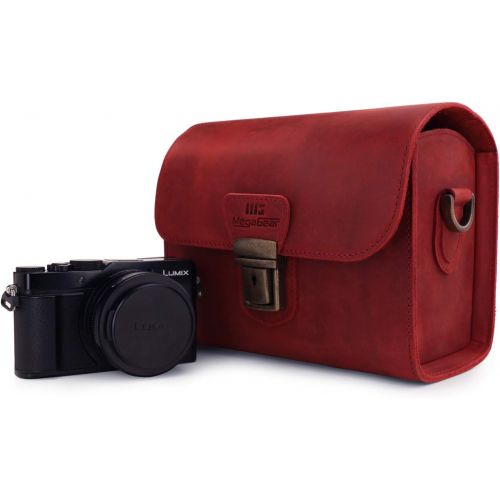  MegaGear Pebble Genuine Leather Camera Messenger Bag for Mirrorless, Instant and DSLR Cameras