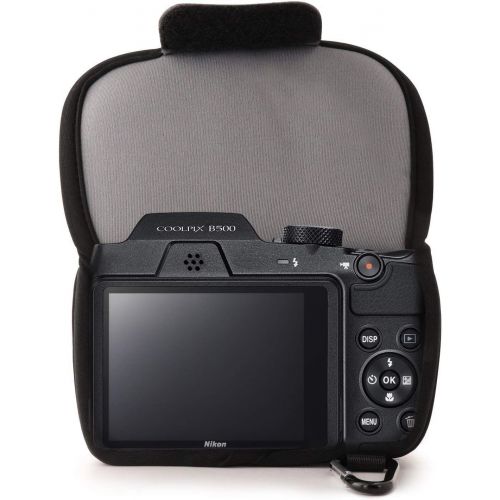  MegaGear Ultra Light Neoprene Camera Case Bag with Carabiner for Nikon COOLPIX B500 Digital Camera (Gray)
