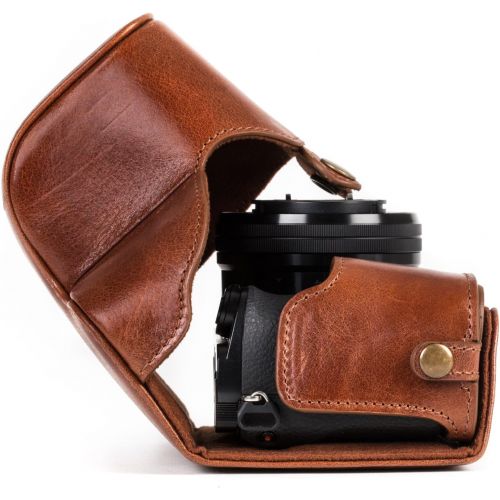  MegaGear Ever Ready MG559 Genuine Leather Camera Case, Bag for Sony Alpha A6000, A6300 with 16-50mm (Dark Brown)