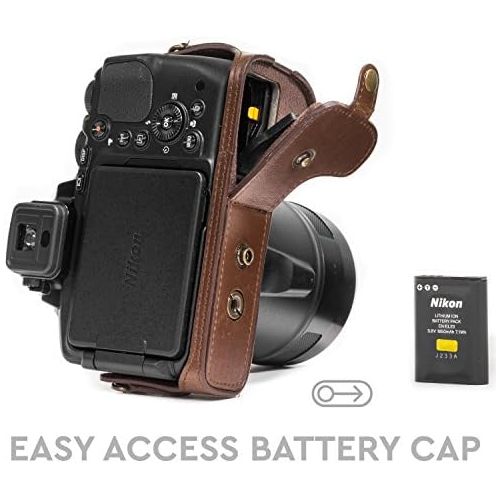  MegaGear Ever Ready Leather Camera Case Compatible with Nikon Coolpix P900, P900S