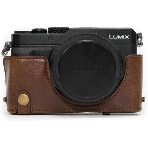  MegaGear Ever Ready Protective Leather Camera Case, Bag for Panasonic LUMIX LX100, DMC-LX100 Camera (Dark Brown)