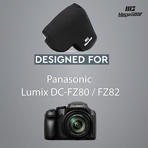  MegaGear Panasonic Lumix DC-FZ80, FZ82, DC-FZ70, FZ72 Ultra Light Neoprene Camera Case, with Carabiner - Black - MG1165