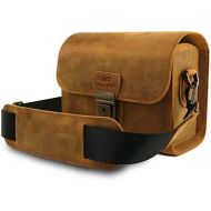 MegaGear Pebble Genuine Leather Camera Messenger Bag for Mirrorless, Instant and DSLR Cameras