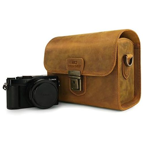  MegaGear Pebble Genuine Leather Camera Messenger Bag for Mirrorless, Instant and DSLR Cameras