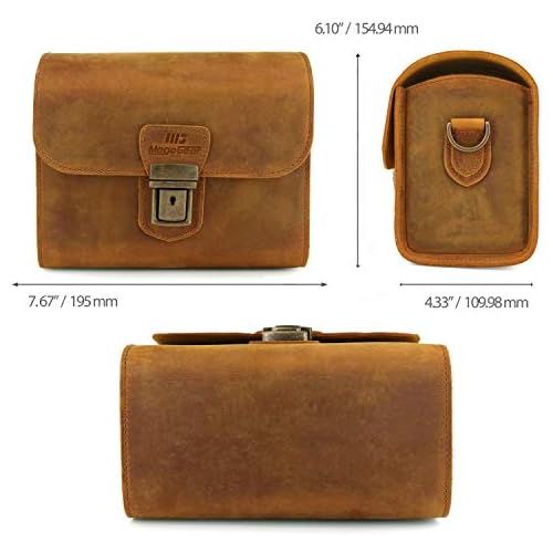  MegaGear Pebble Genuine Leather Camera Messenger Bag for Mirrorless, Instant and DSLR Cameras