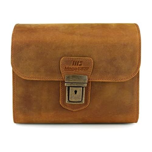  MegaGear Pebble Genuine Leather Camera Messenger Bag for Mirrorless, Instant and DSLR Cameras