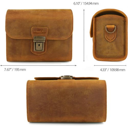  MegaGear Pebble Genuine Leather Camera Messenger Bag for Mirrorless, Instant and DSLR Cameras