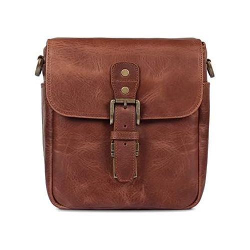  MegaGear Torres Mini Genuine Leather Camera Messenger Bag for Mirrorless, Instant and DSLR Cameras