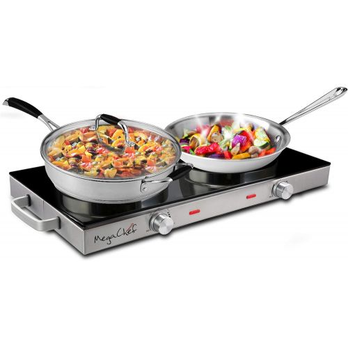  Megachef Ceramic Infrared Double Cooktop, 25 Inch, Black