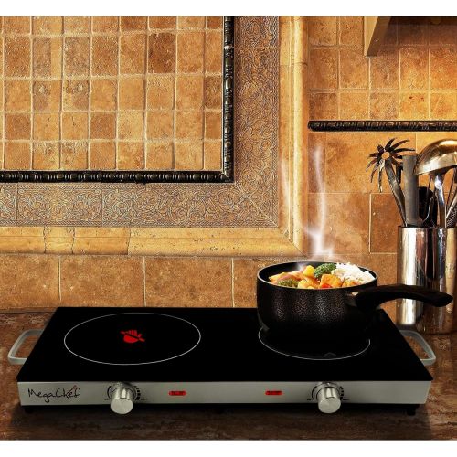  Megachef Ceramic Infrared Double Cooktop, 25 Inch, Black
