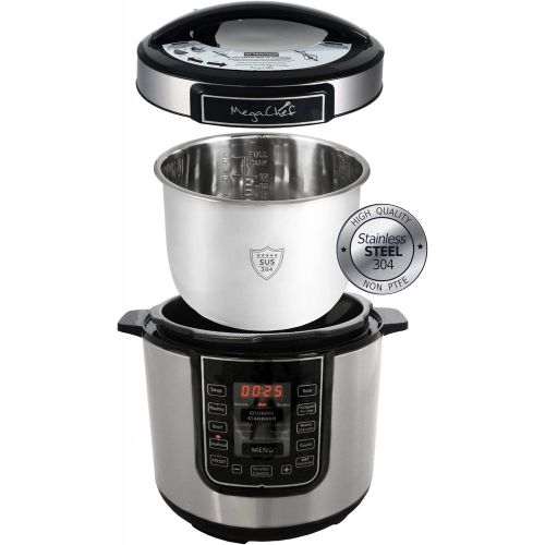  [아마존베스트]MegaChef Digital Pressure Cooker, Silver